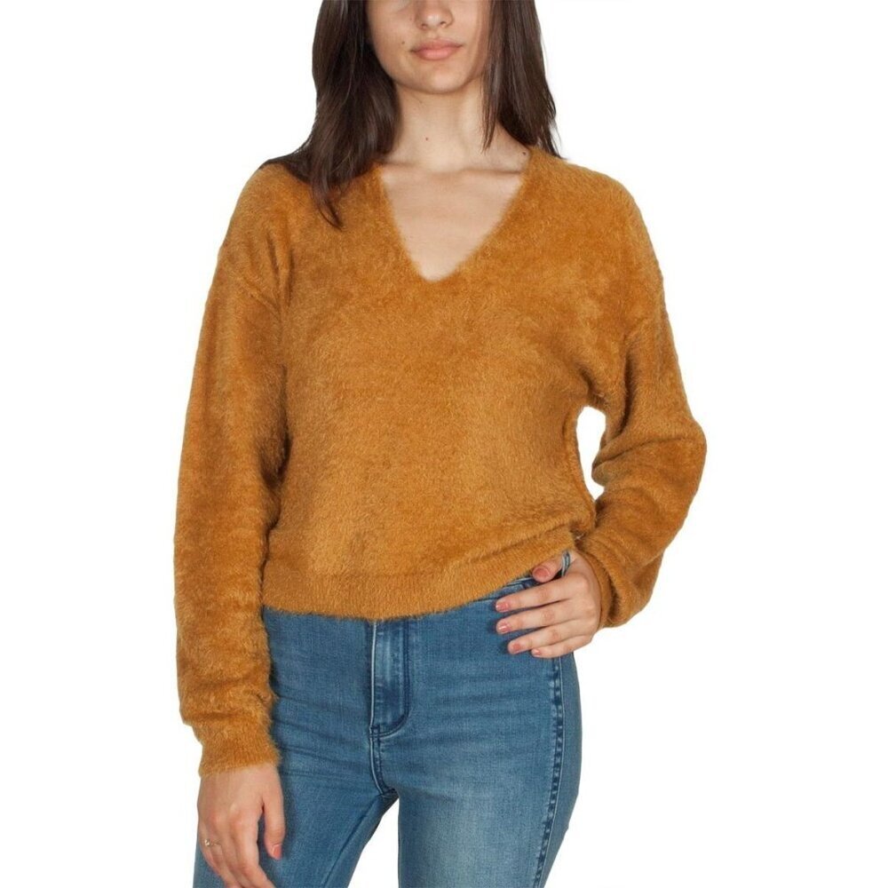 Free‎ People Princess Sweater Gold Fuzzy Vneck Pullover S